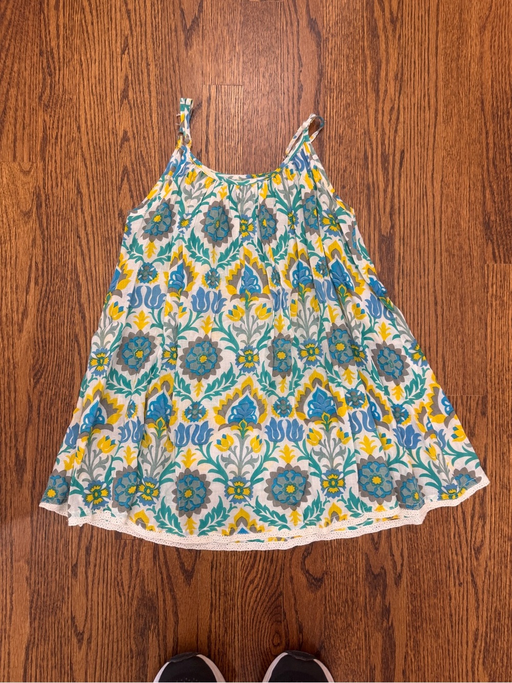 Girls' Blue & Yellow Floral Casual Sundress